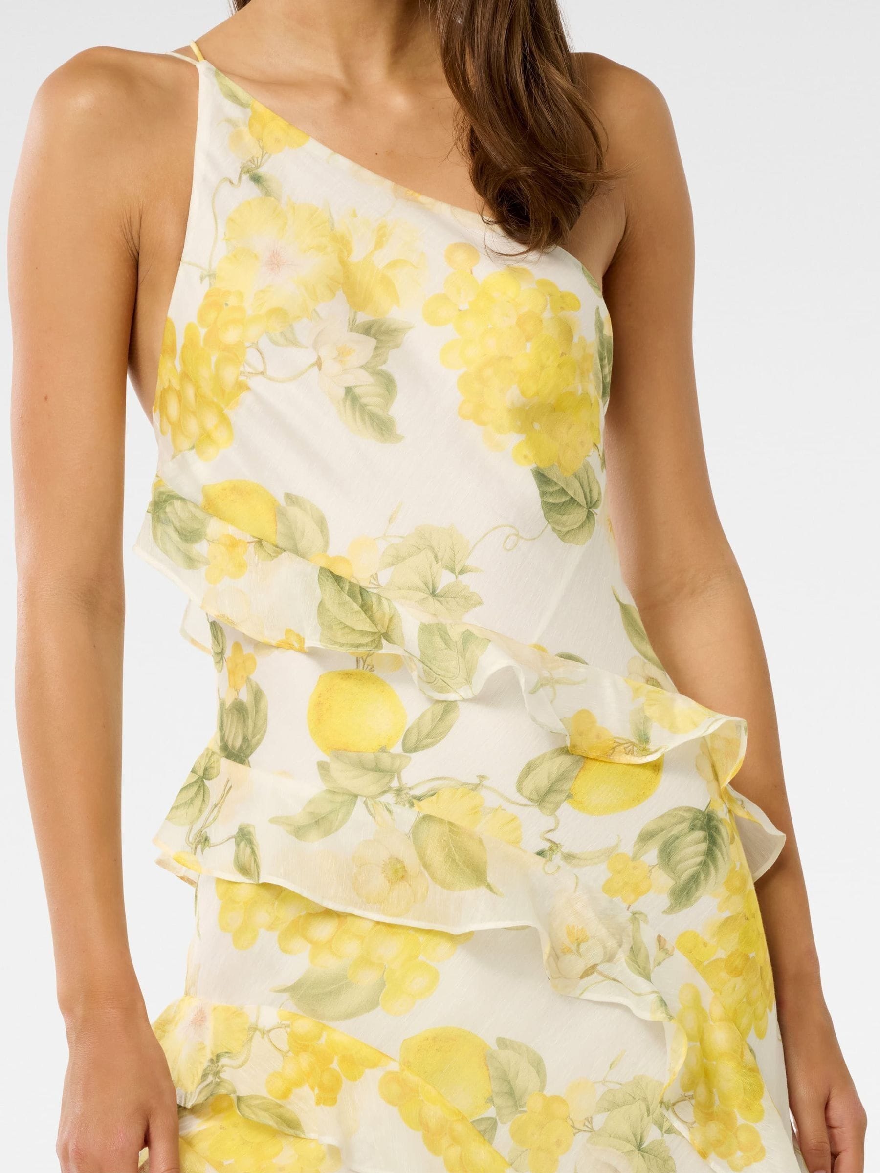 Forever New Yellow Belle One Shoulder Ruffle Gown - Size 4