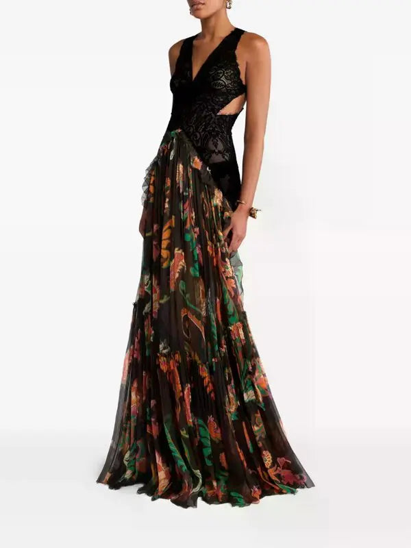 Floral Print Dress - Black