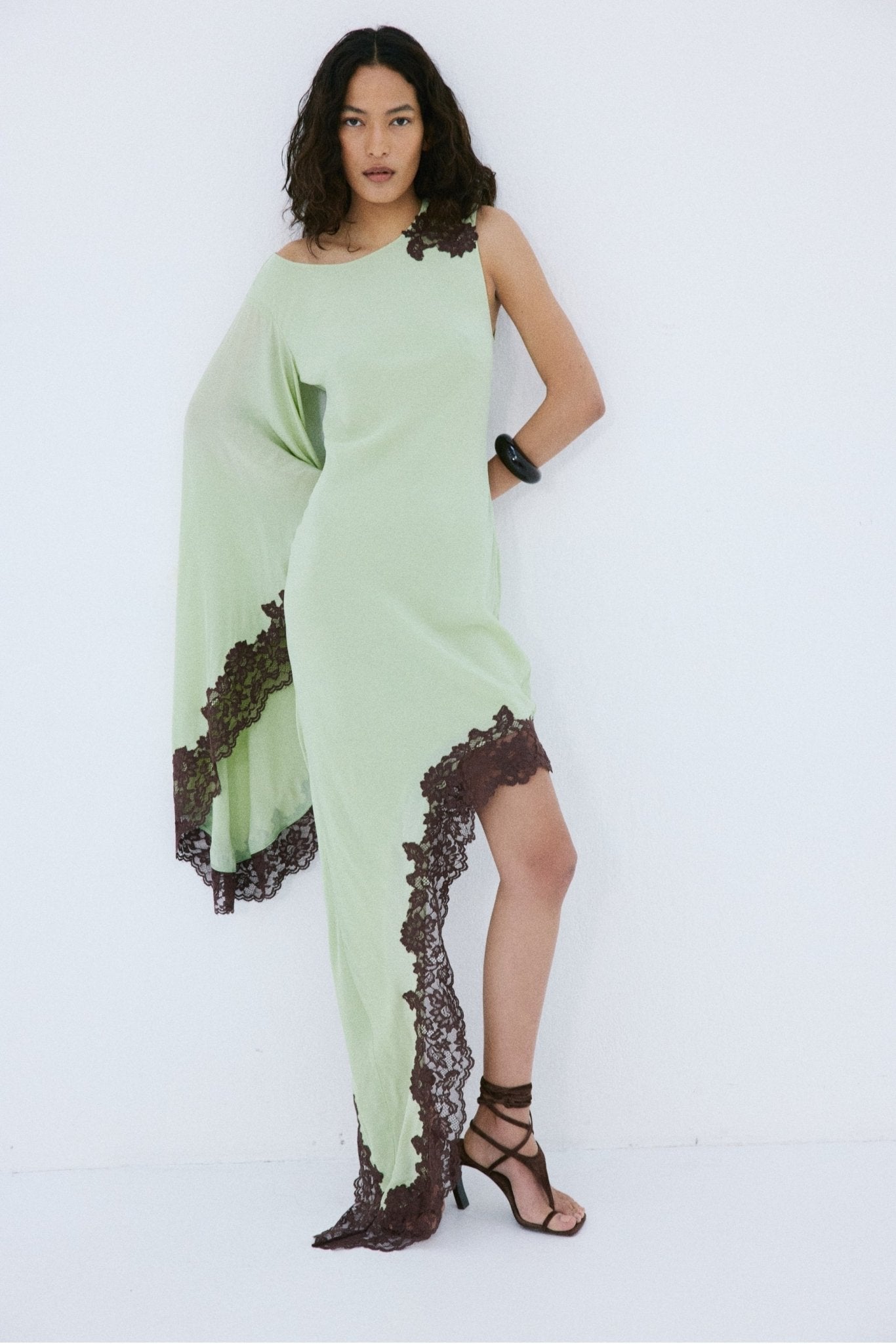 VETA MAXI DRESS IN MINT GREEN CREPE DE CHINE