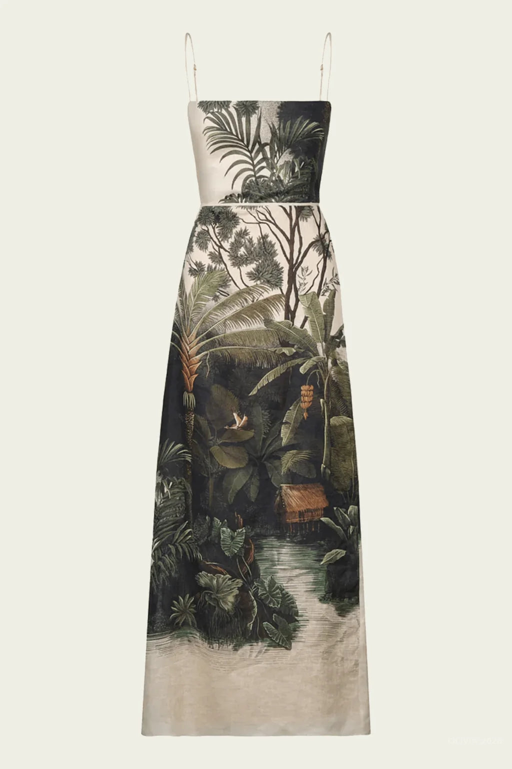 Andean Mythology Dress in Ecru Green