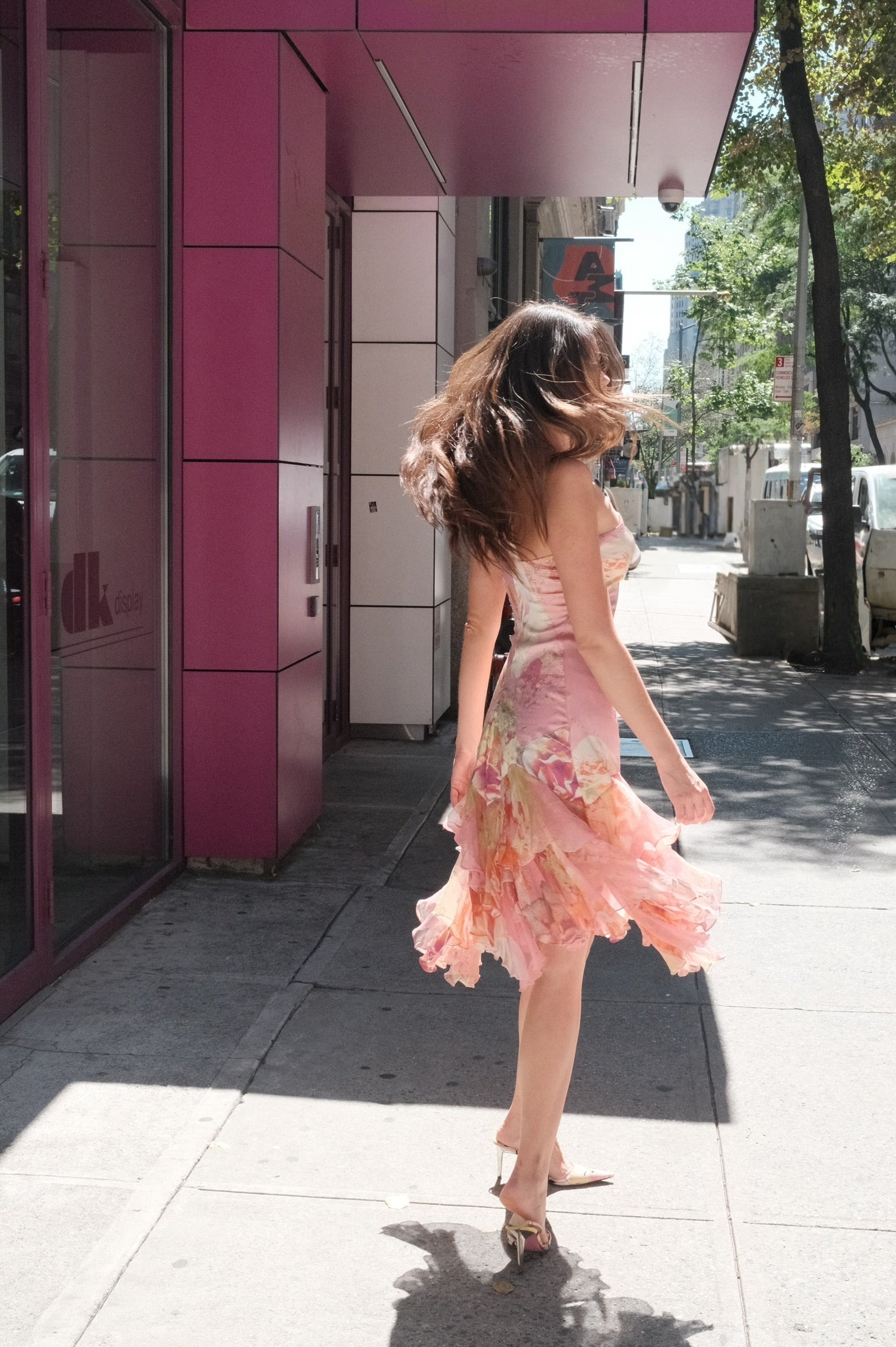 Just Cavalli 2000s Silk Rose Print Dress