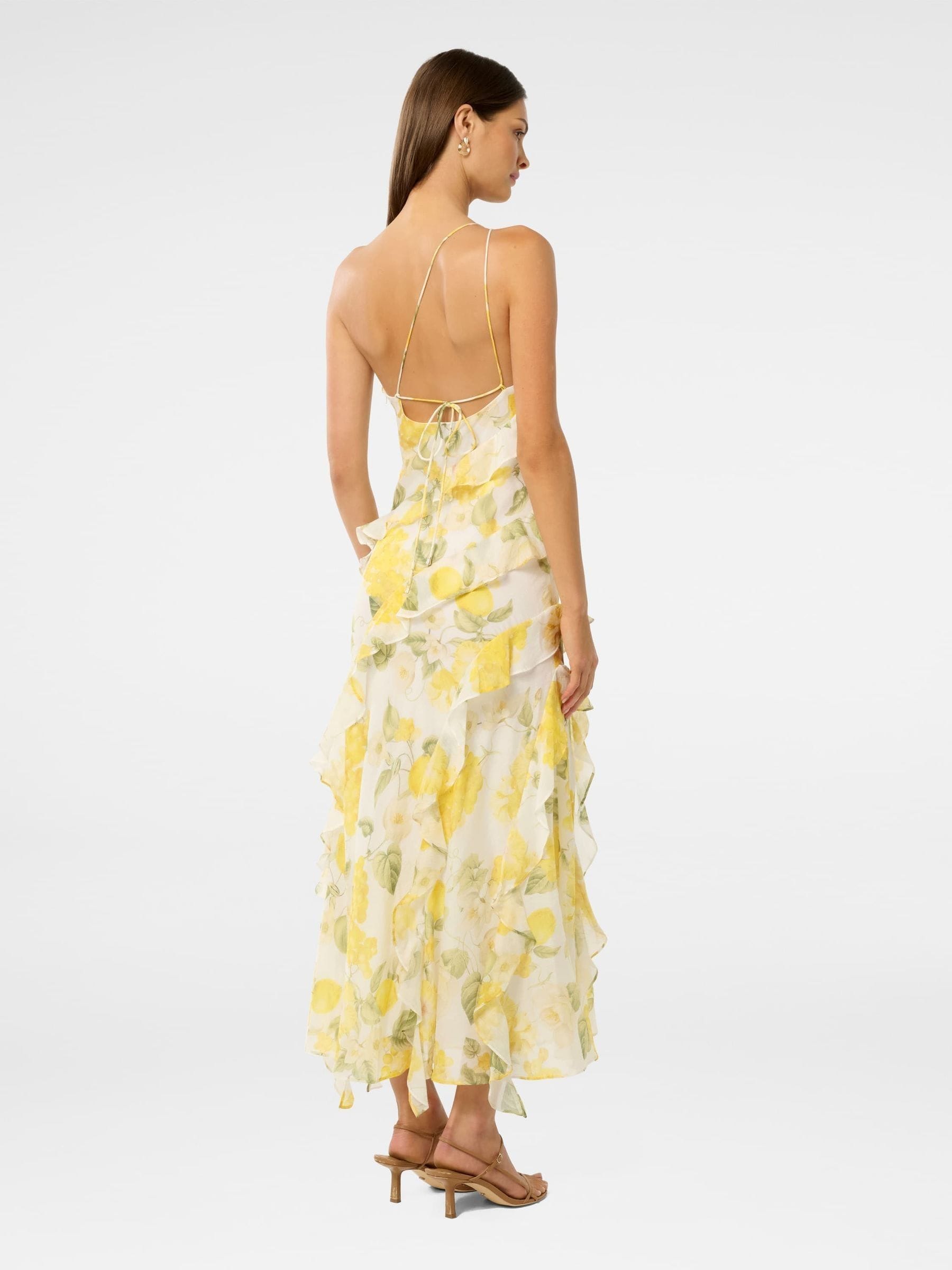 Forever New Yellow Belle One Shoulder Ruffle Gown - Size 4