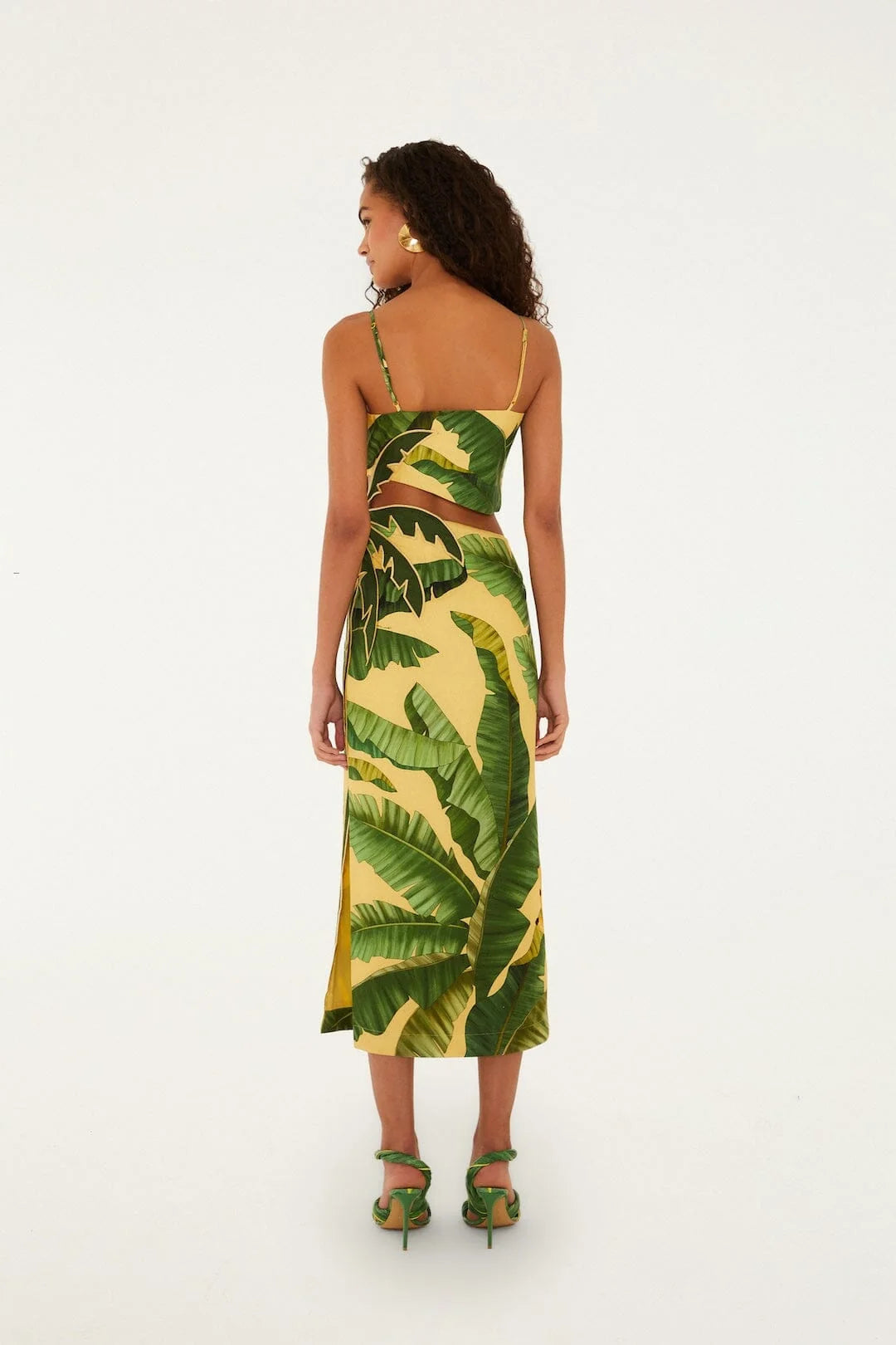 Soft Yellow 3D Banana Leaves Maxi Dress