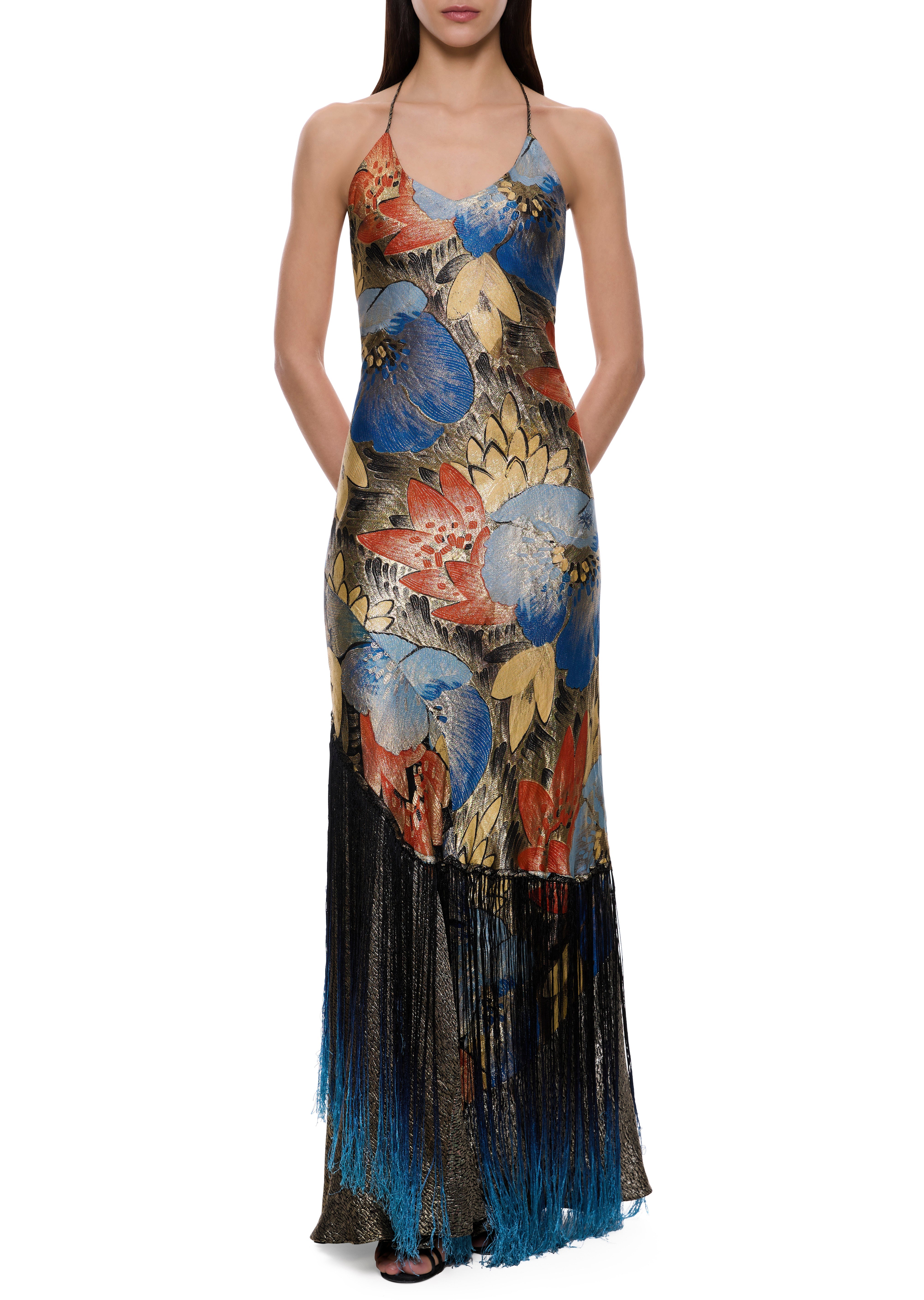 1930s Floral Lamé Gown