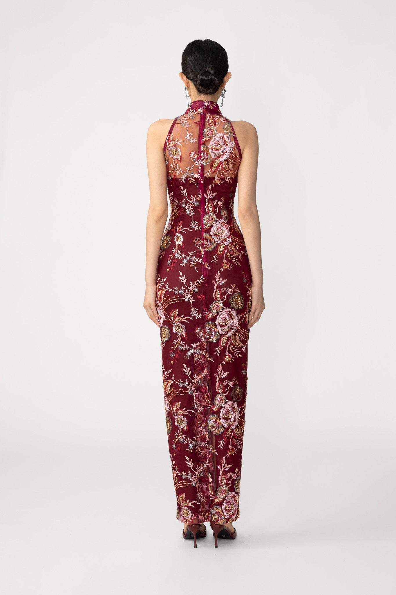 Audra Embroidered Maxi Dress - Oxblood