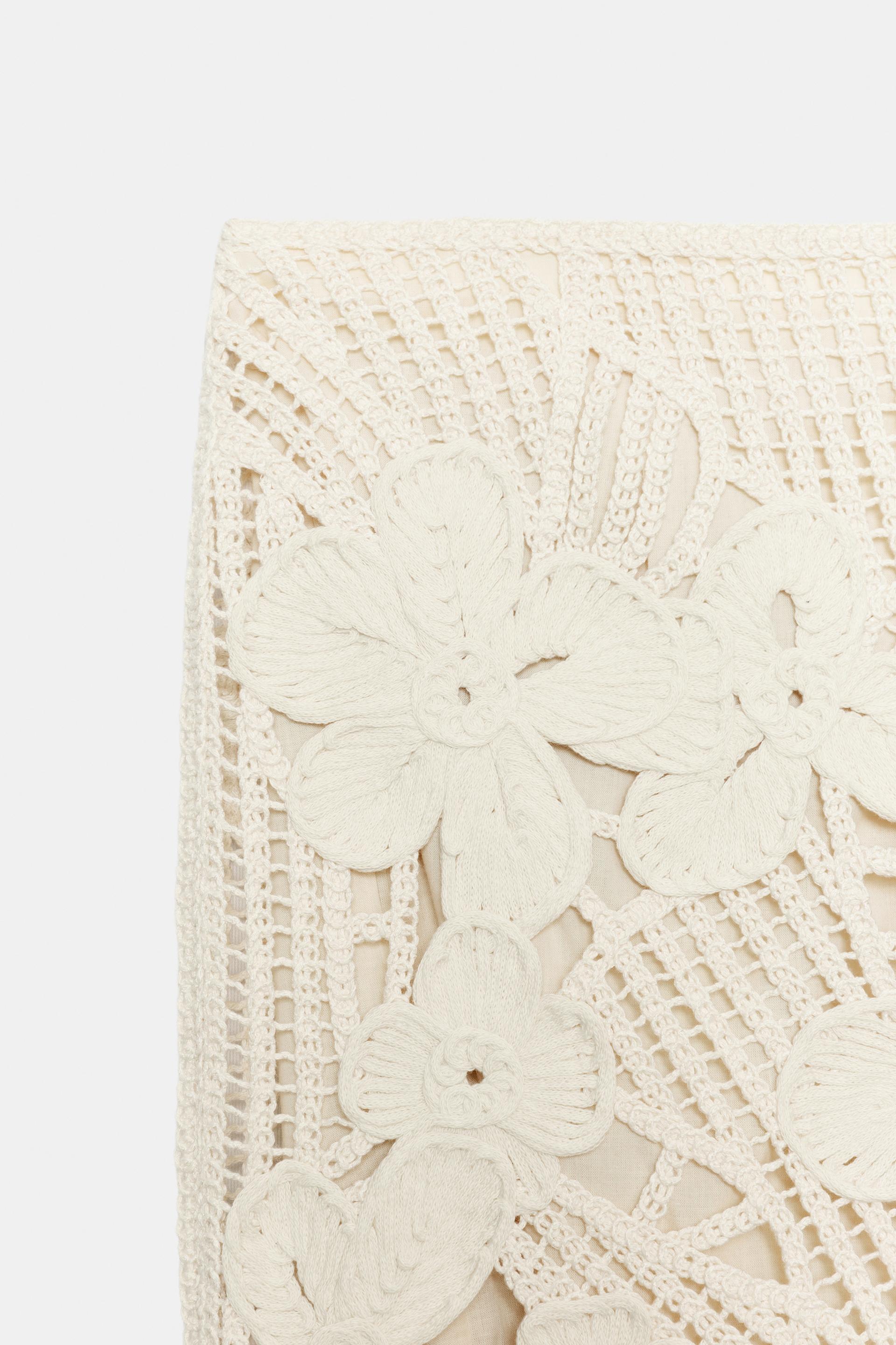 CROCHET MIDI SKIRT - Ecru