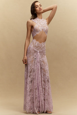 Naia Silk Lace Cutout Gown