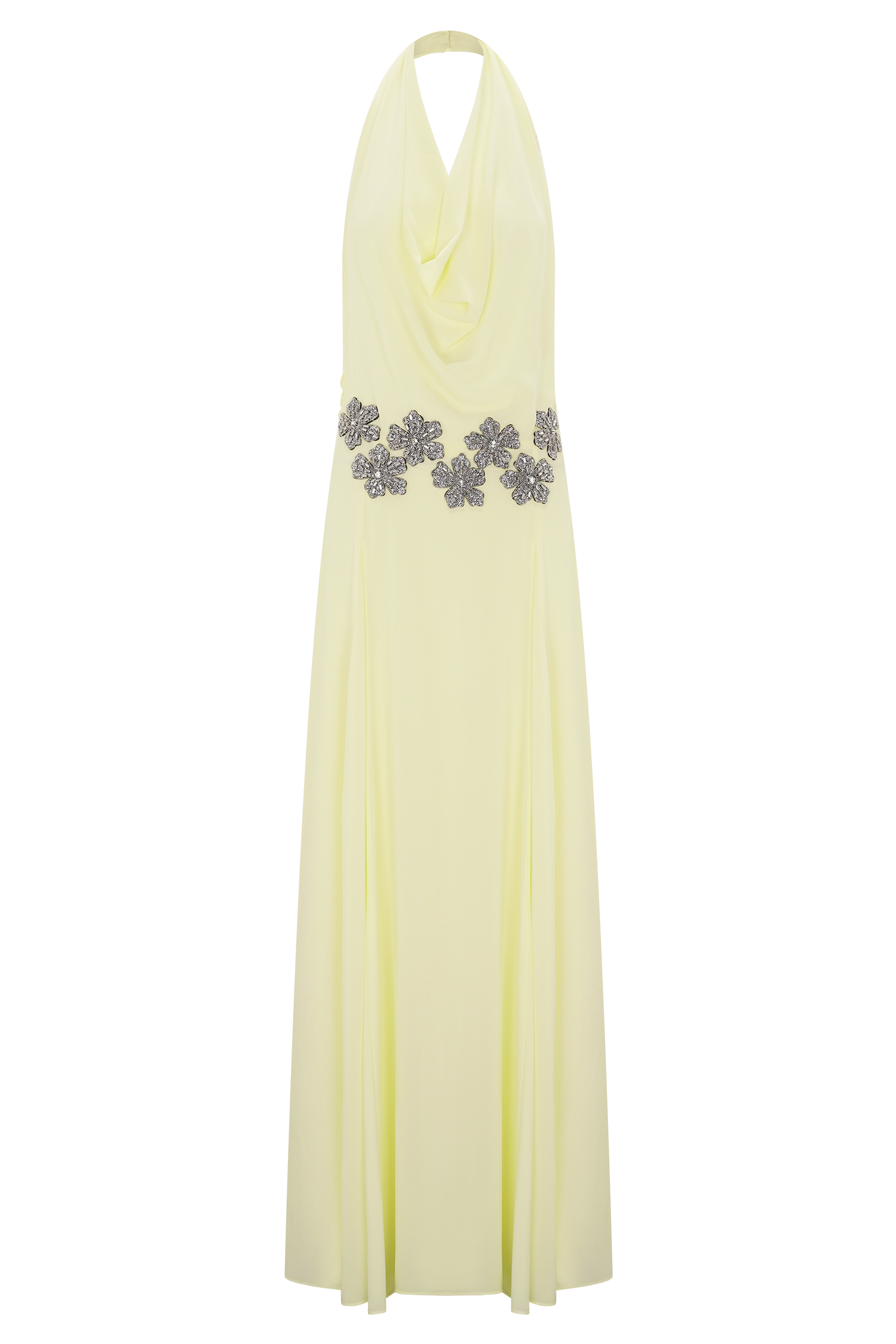 Santal Floral Chiffon Halter Maxi Dress