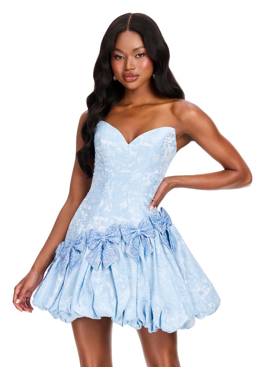 ASHLEYlauren Brocade Drop Waist Homecoming Dress 40083