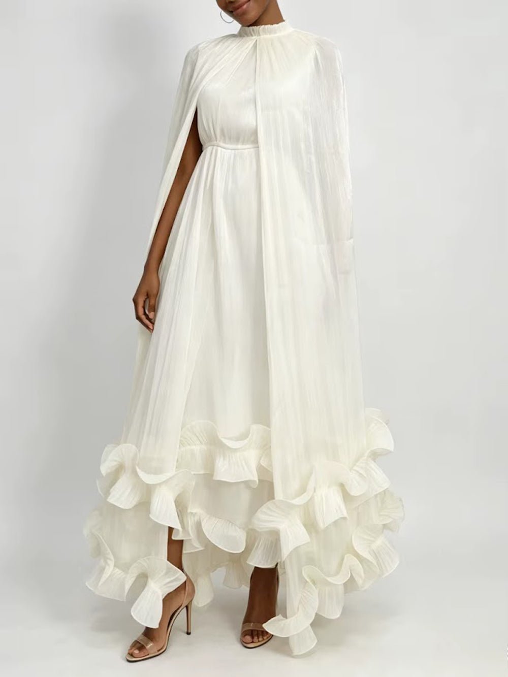 Arabella Ruffle Cape Gown