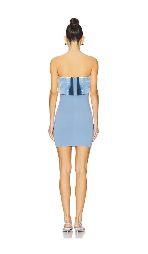 Nava Mini Dress - Blue Brushstroke