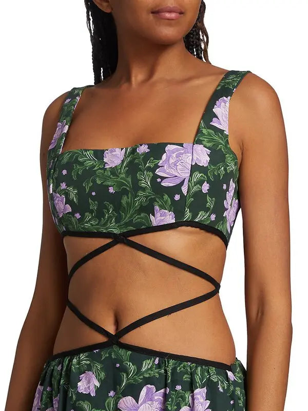 Peonia Cut-out Strappy Maxi Dress - Green