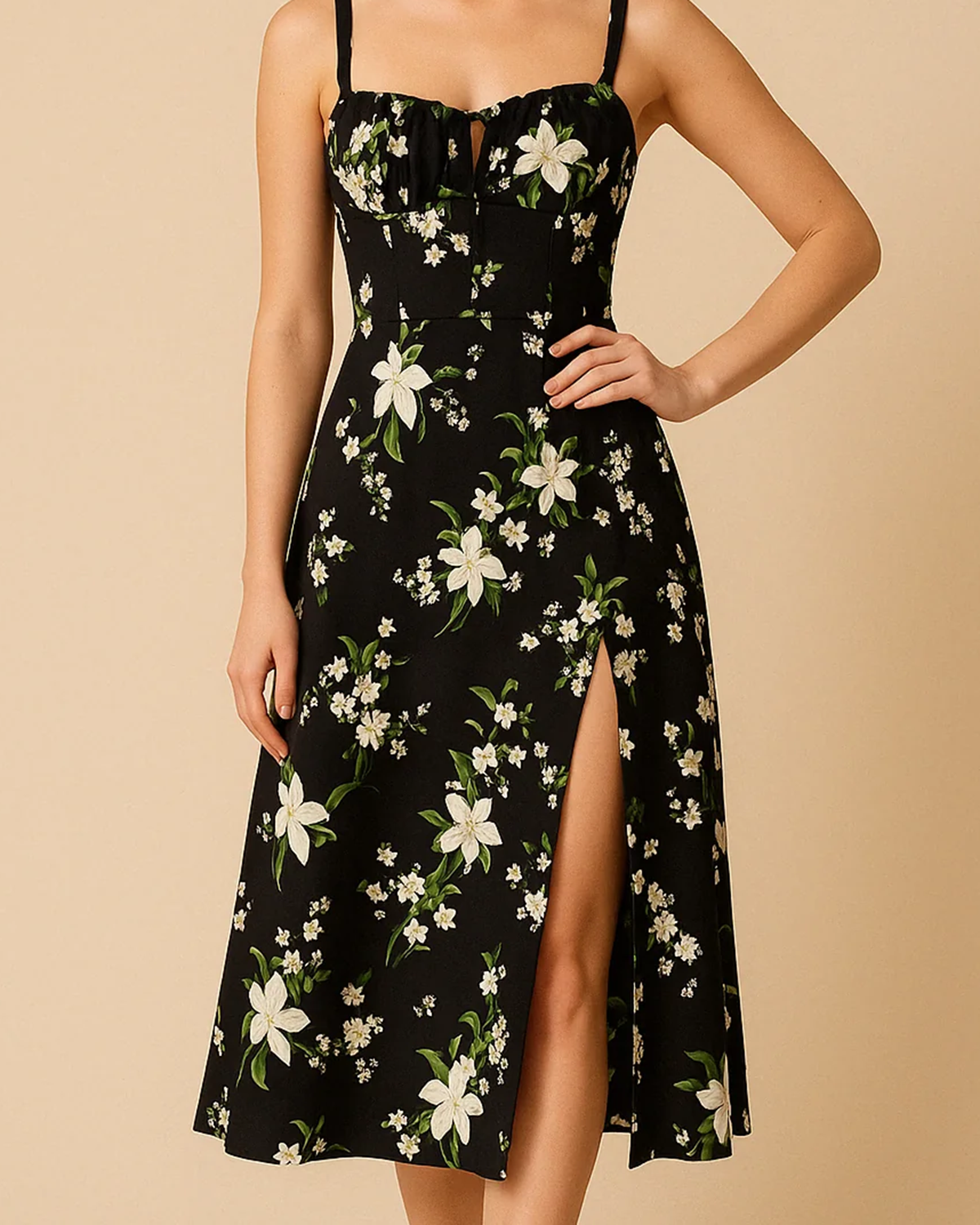 Heidi Black Floral Corset Summer Dress