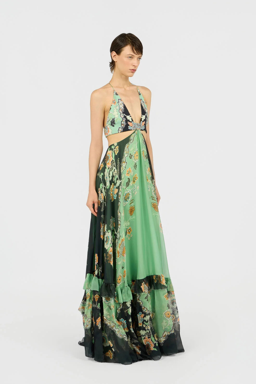 Seidenkleid Mit Kimono-Druck