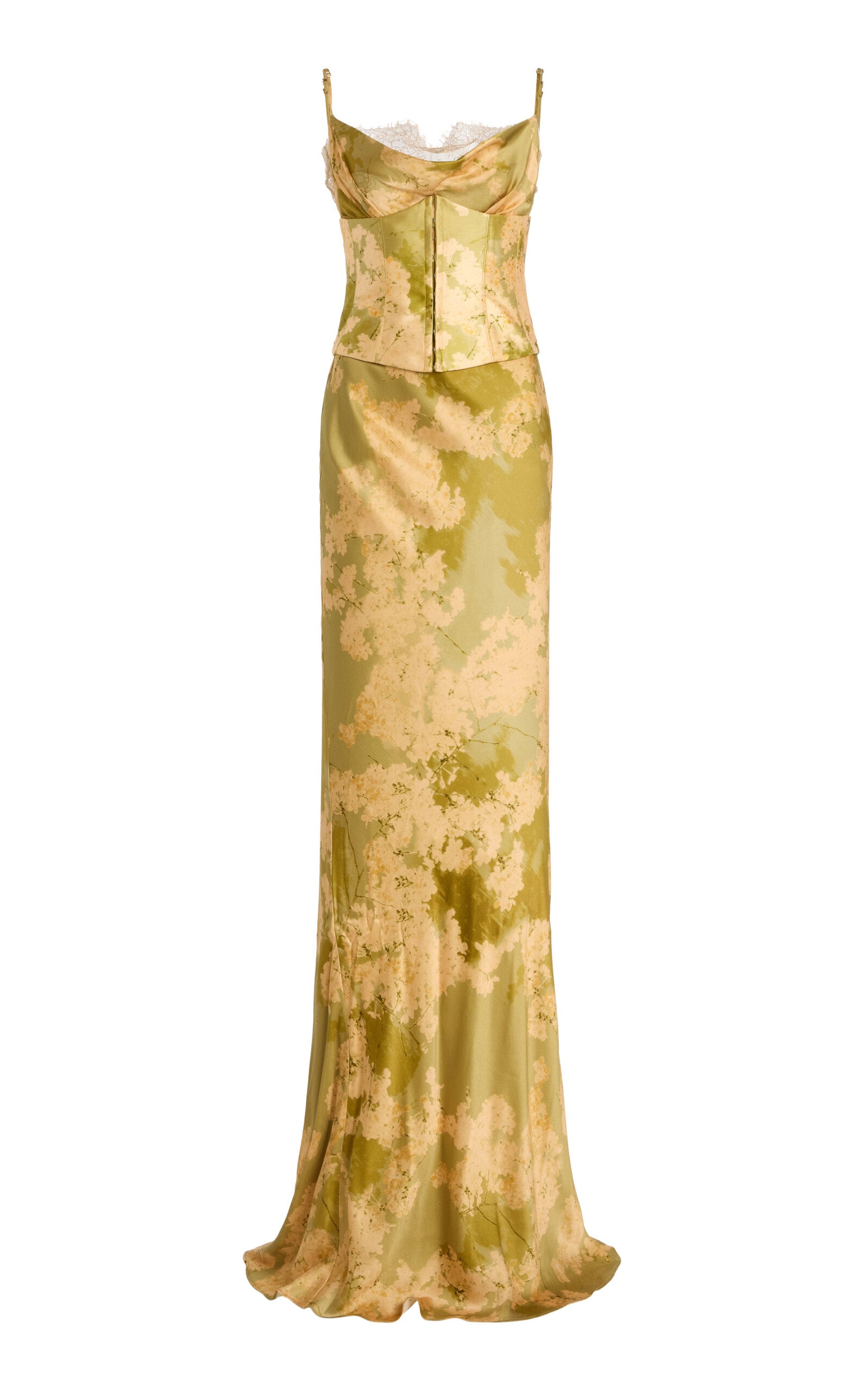 Cleodora Corseted Silk-Blend Satin Maxi Dress