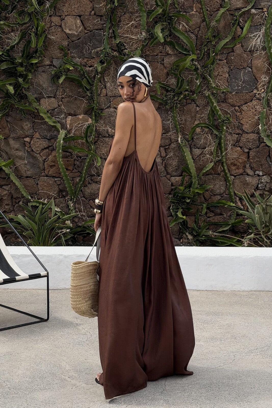 BROWN LONG DRESS WITH SHINE