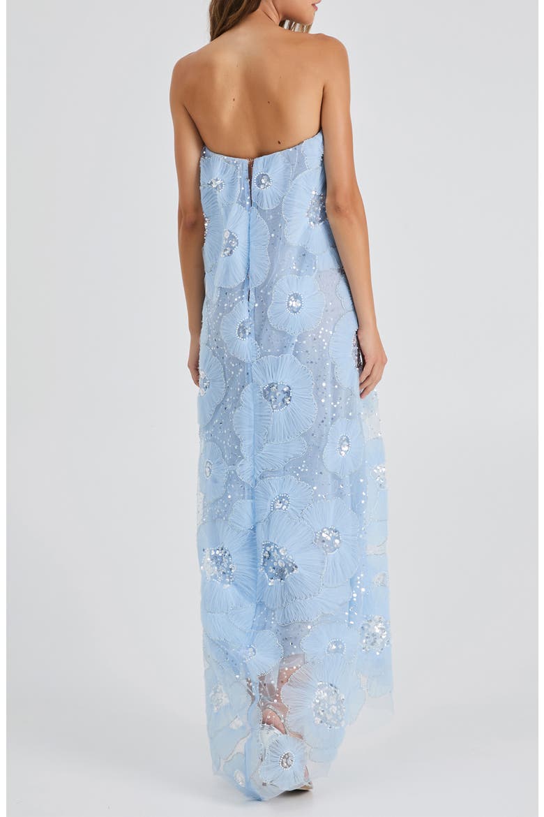 Margot Bead & Appliqué Strapless Mesh Gown