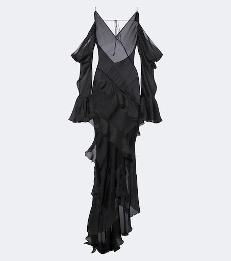 Ruffled silk gown