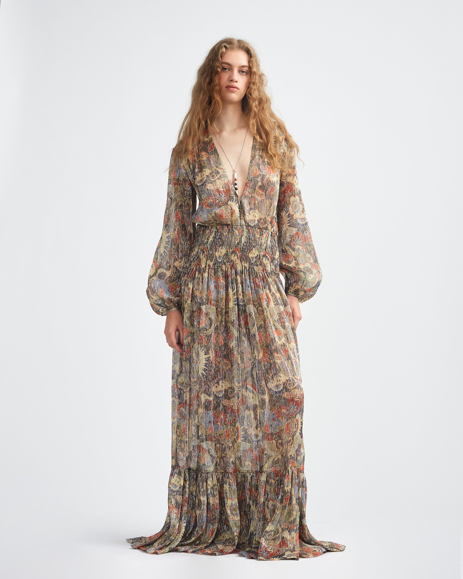 SMOCKED WAIST MAXI DRESS