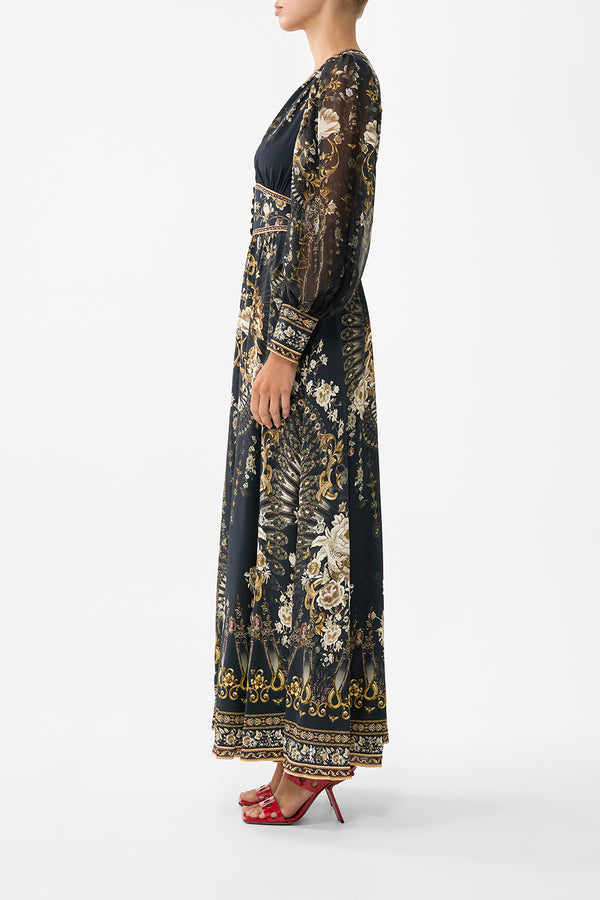 SHAPED WAISTBAND DRESS WITH GATHERED SLEEVES FLAMENCO FOLKLORE