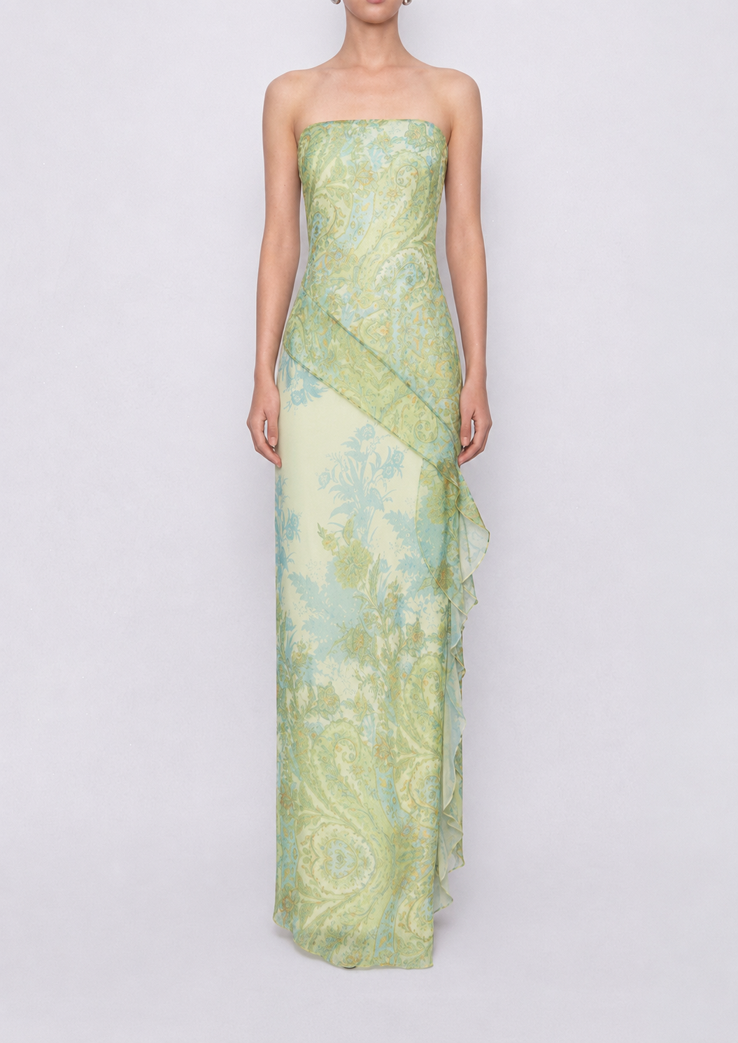 Seren Botanical Strapless Maxi Dress
