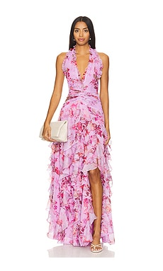 Floral Haze Stretch Tulle Maxi Dress