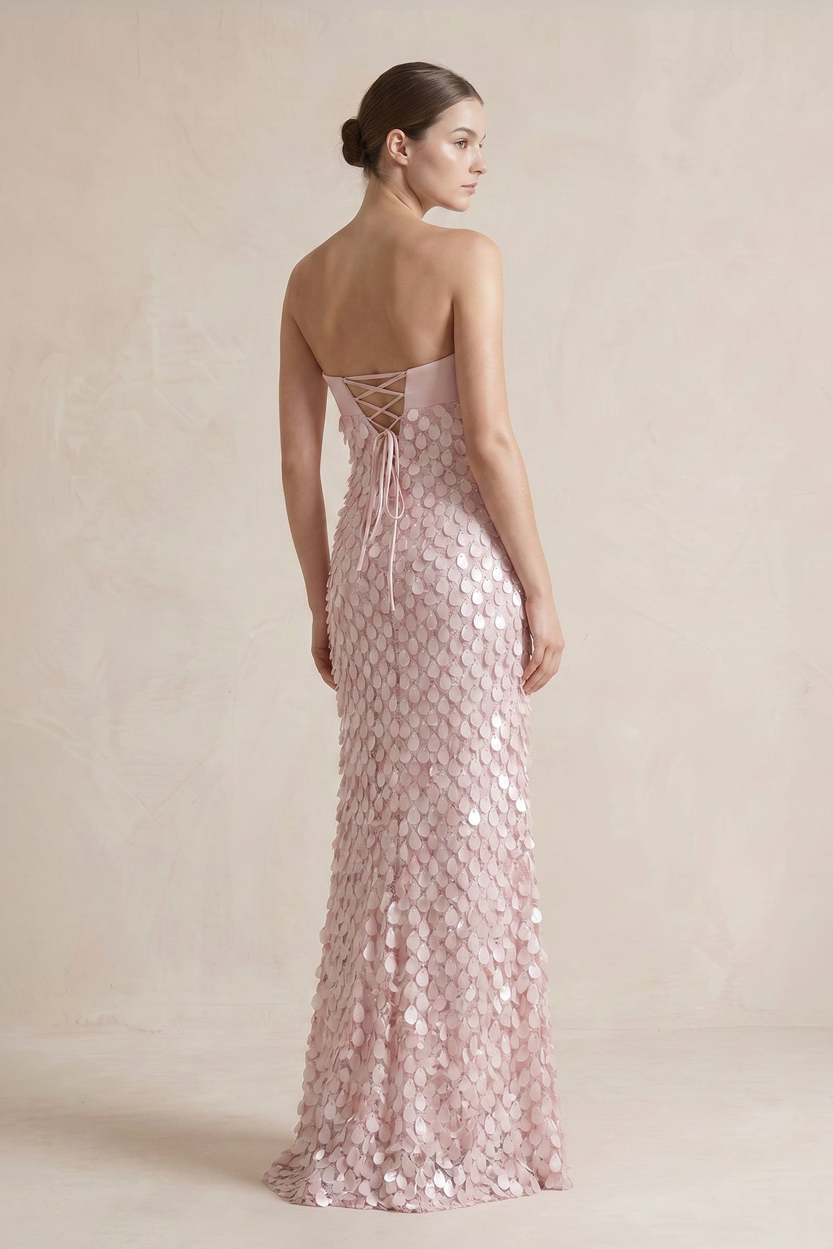 Pink Sheath Sweetheart Long Prom Dresses with Sequins