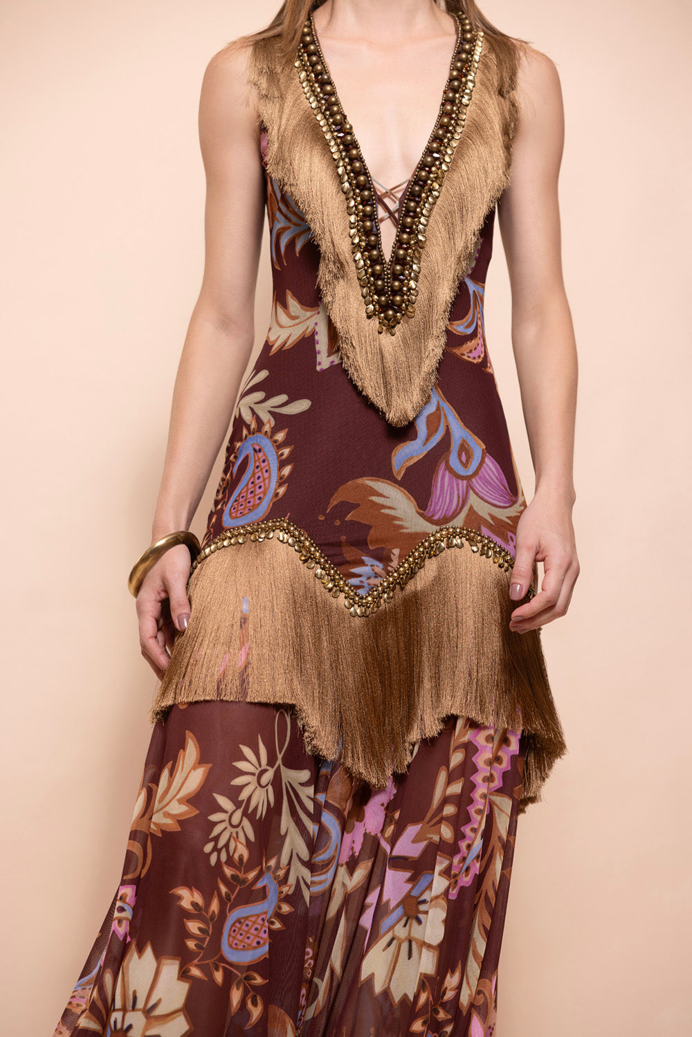 VESTIDO LONGO BOHO MARROM