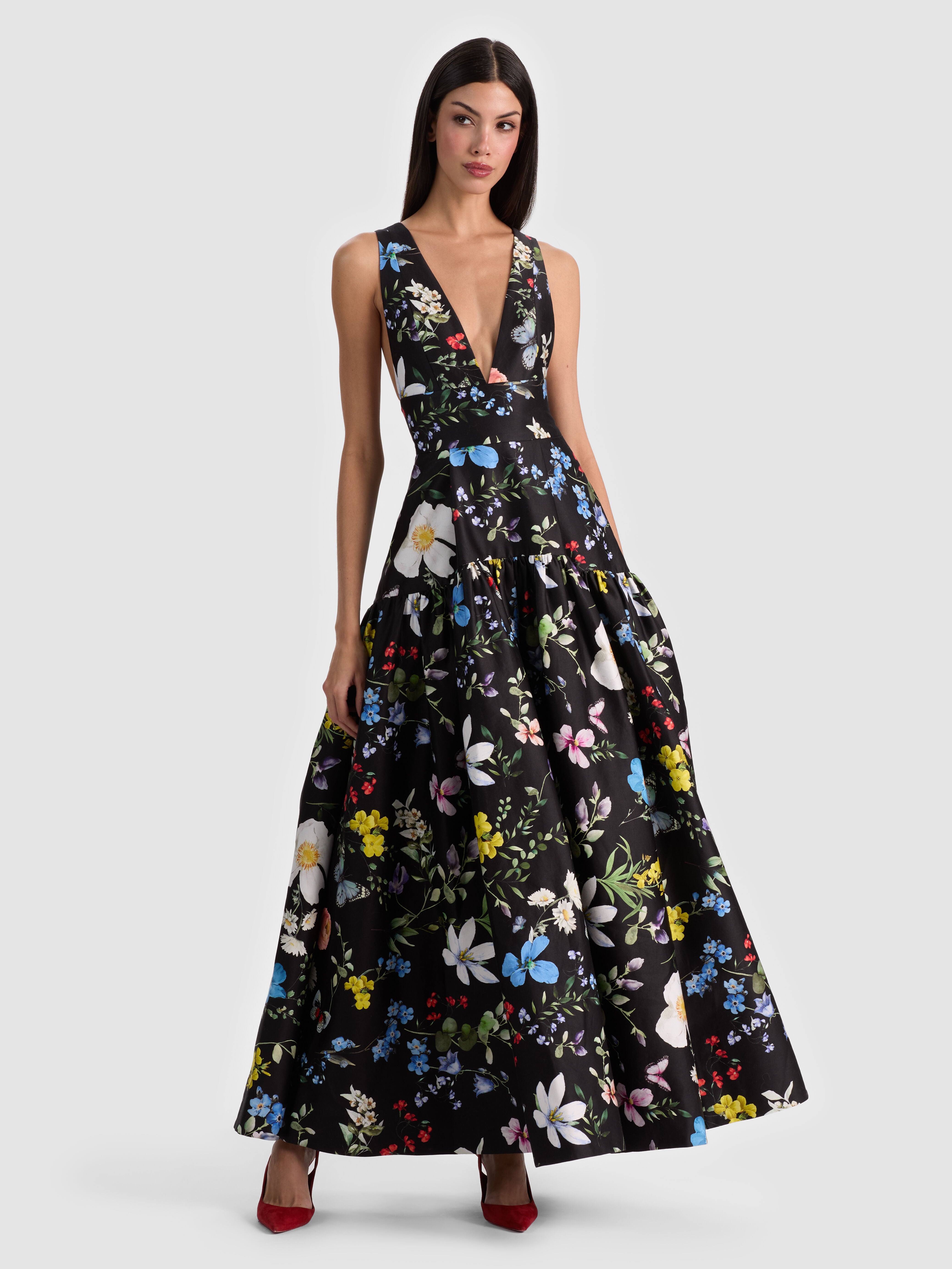LILA STRUCTURED BALLGOWN - TWISTING VINES BLACK