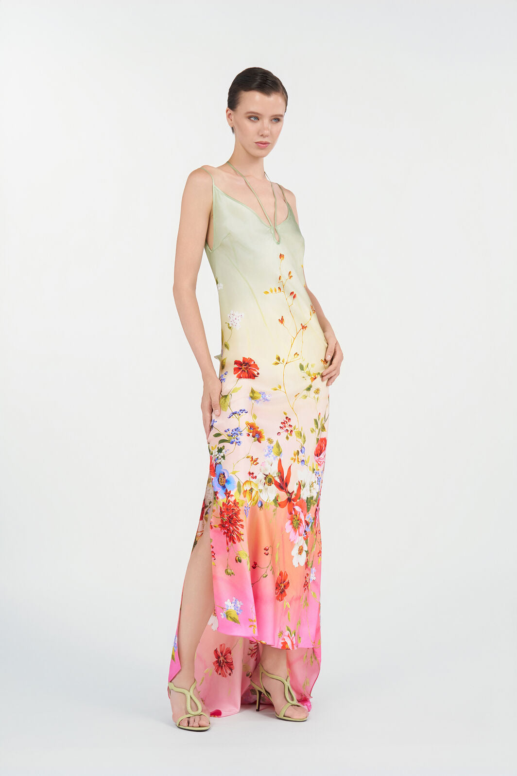 Maxi Dress with Miami Flowers Print
