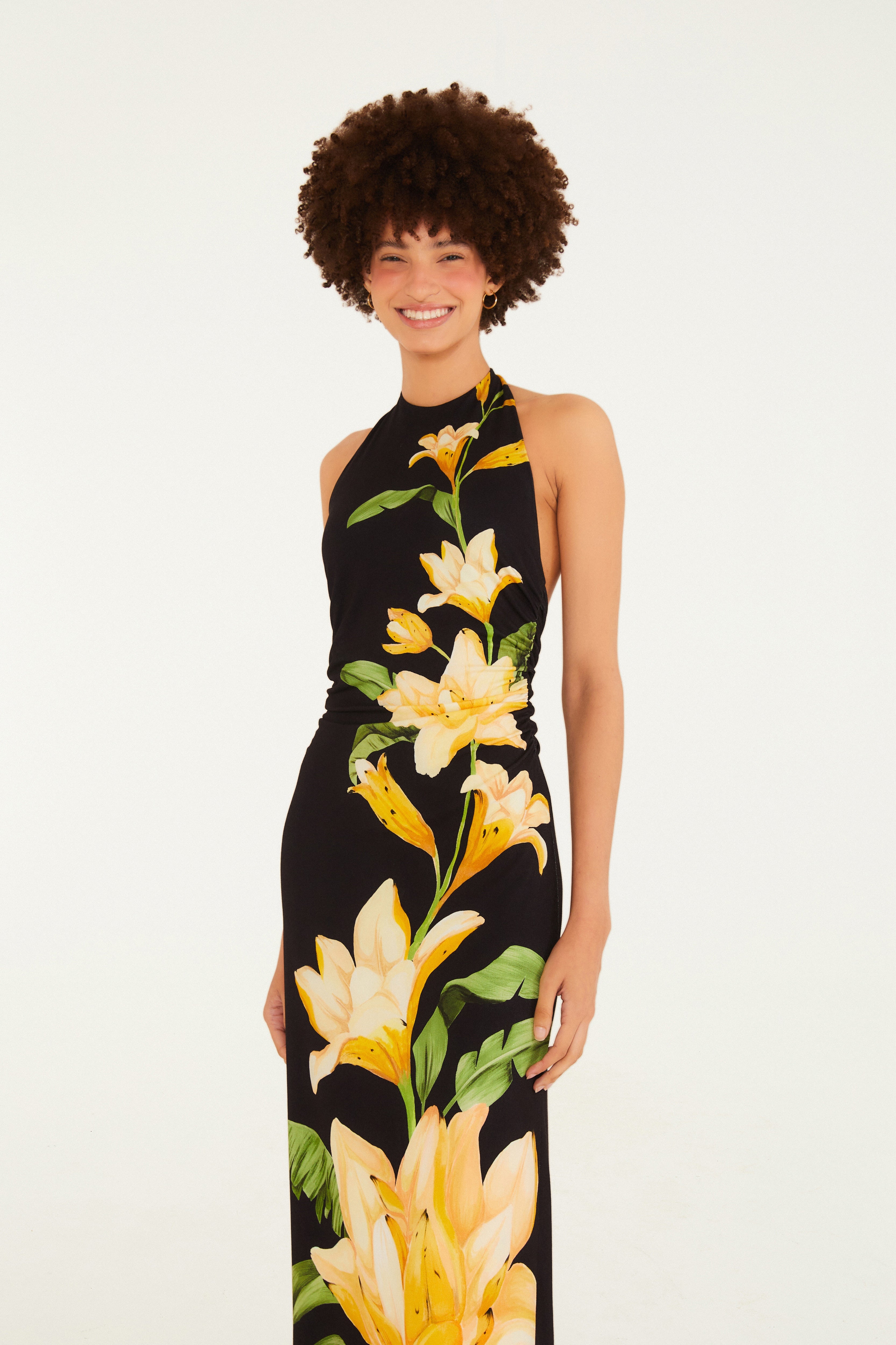 Vestido Frente Única Estampado Flor Nana
