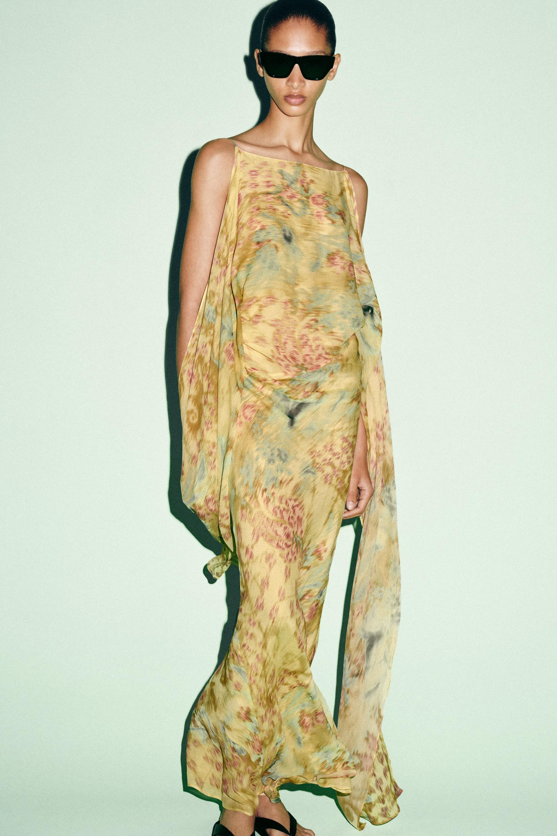 PRINTED BOW DRESS - Multicolored