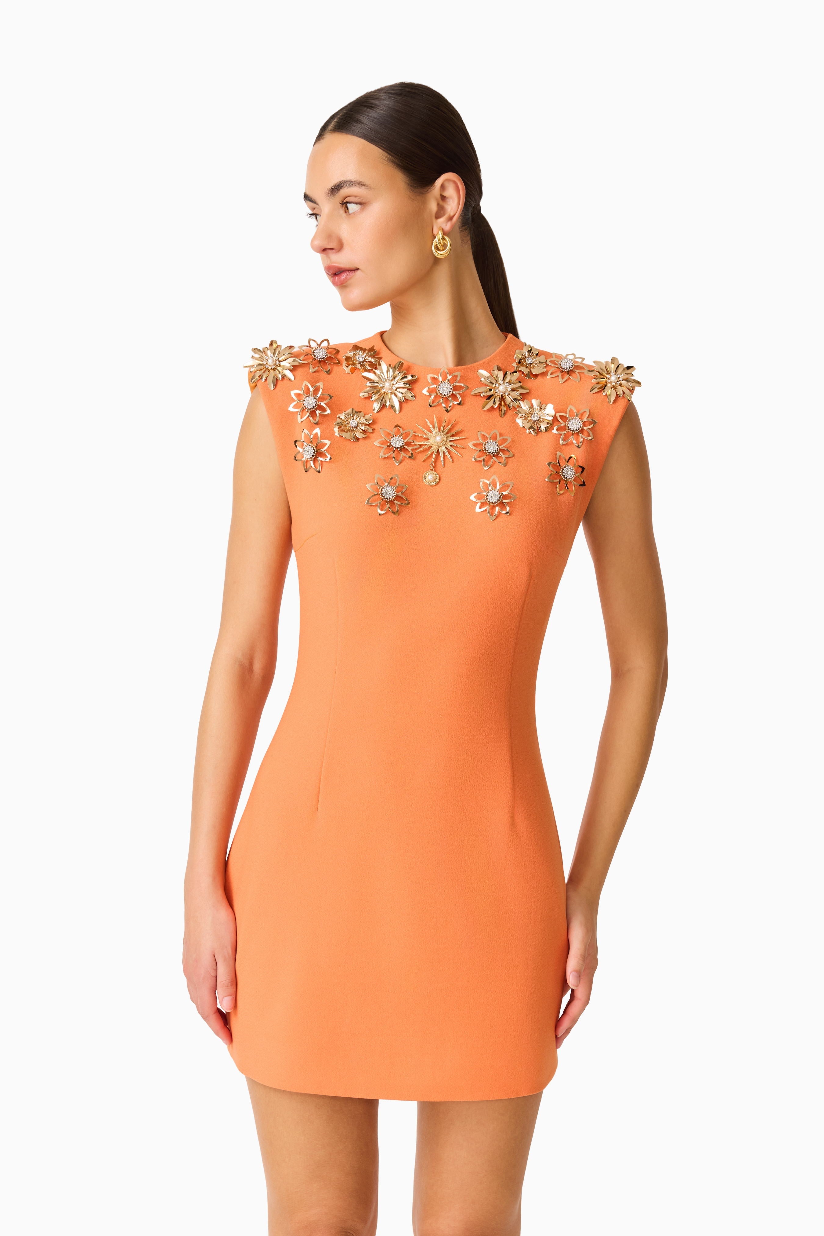 Solae Floral Mini Dress in Orange