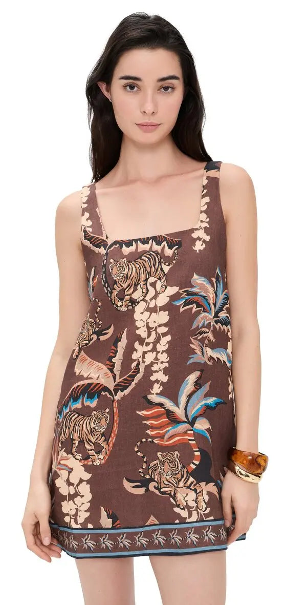 Floral And Tiger Print Mini Dress