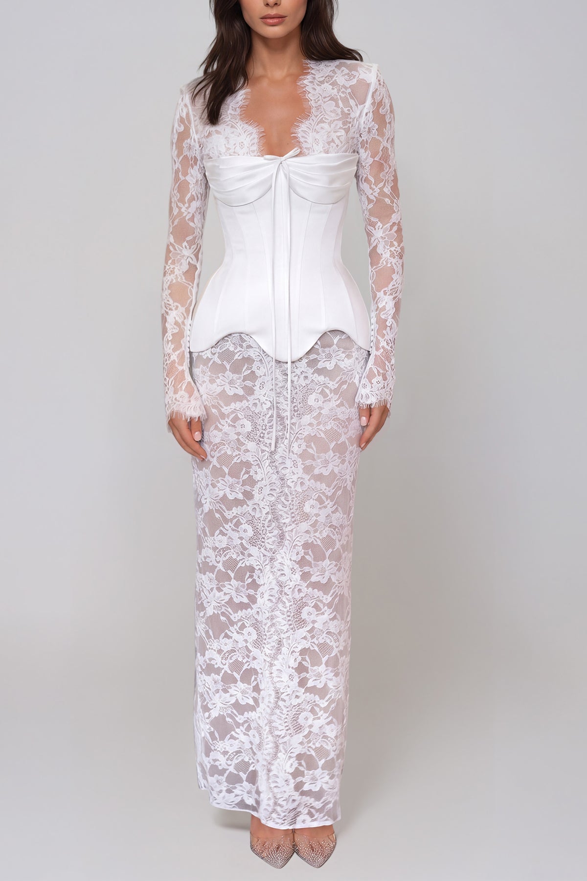 Jamaal Lace Satin Maxi Dress