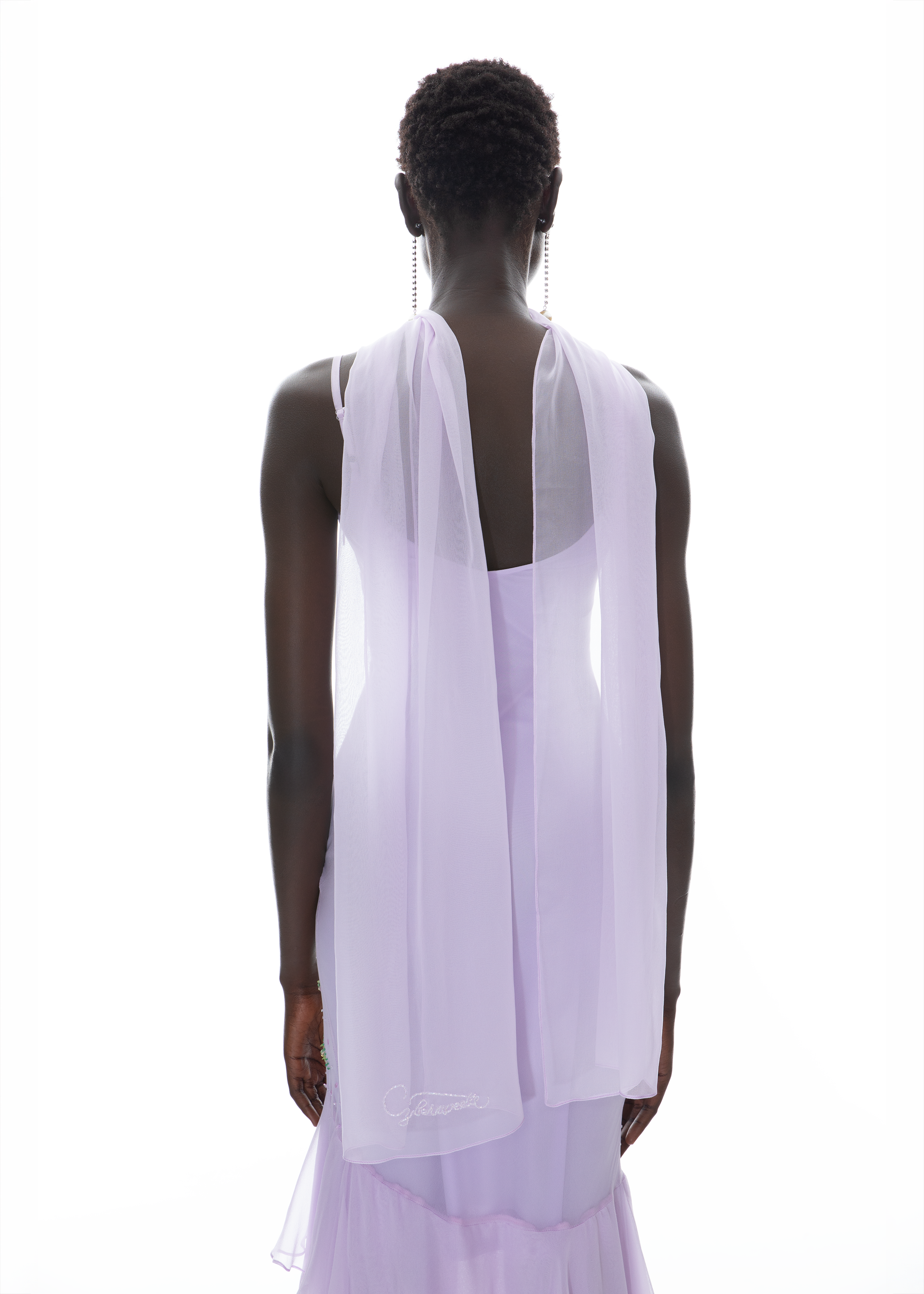The Enchanted Moonelle Gown | Lavender Silk Hand-Beaded Evening Dress