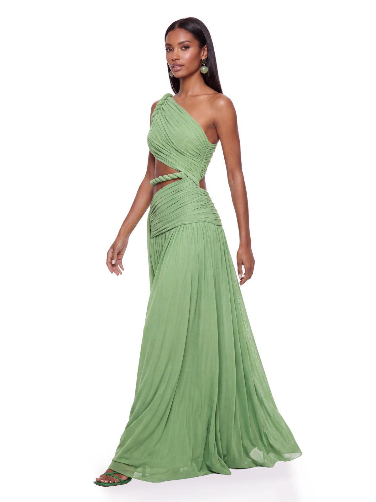 S Givora One Shoulder Cutout Maxi Dress In Mint