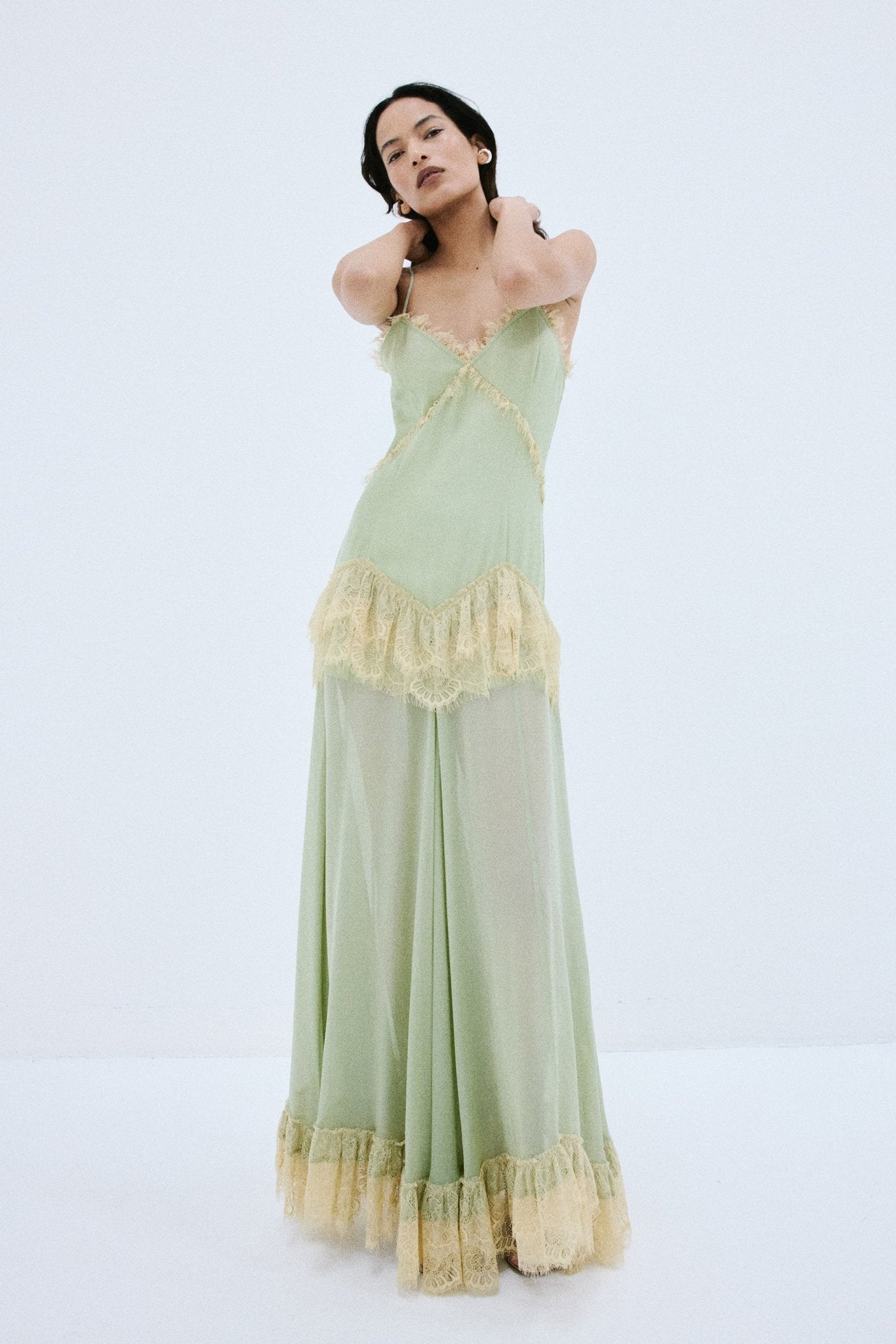ESTELA MAXI DRESS IN MINT GREEN VISCOSE GEORGETTE