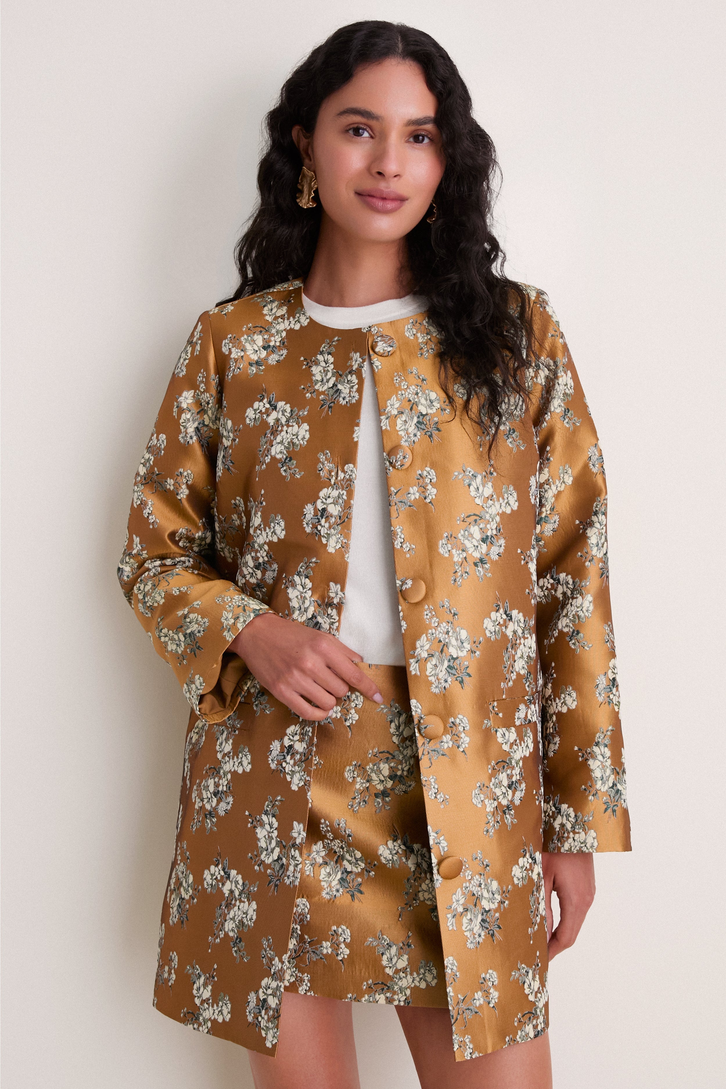 Gilded Blossom Jacquard Mid-Length Callas Set