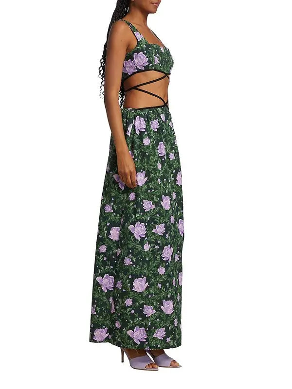 Peonia Cut-out Strappy Maxi Dress - Green