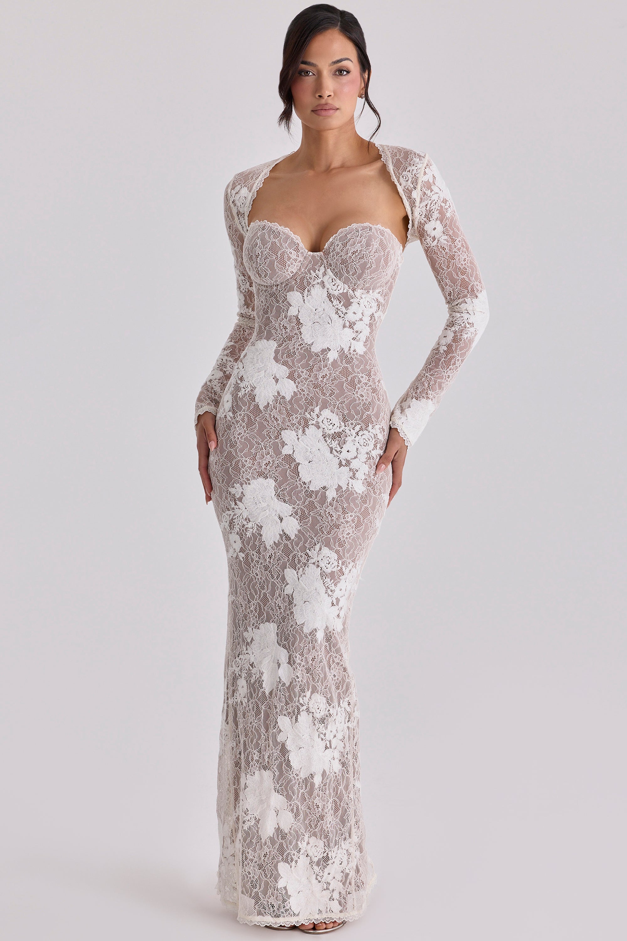 Lucienne Ivory Embroidered Lace Maxi Dress - Limited Edition