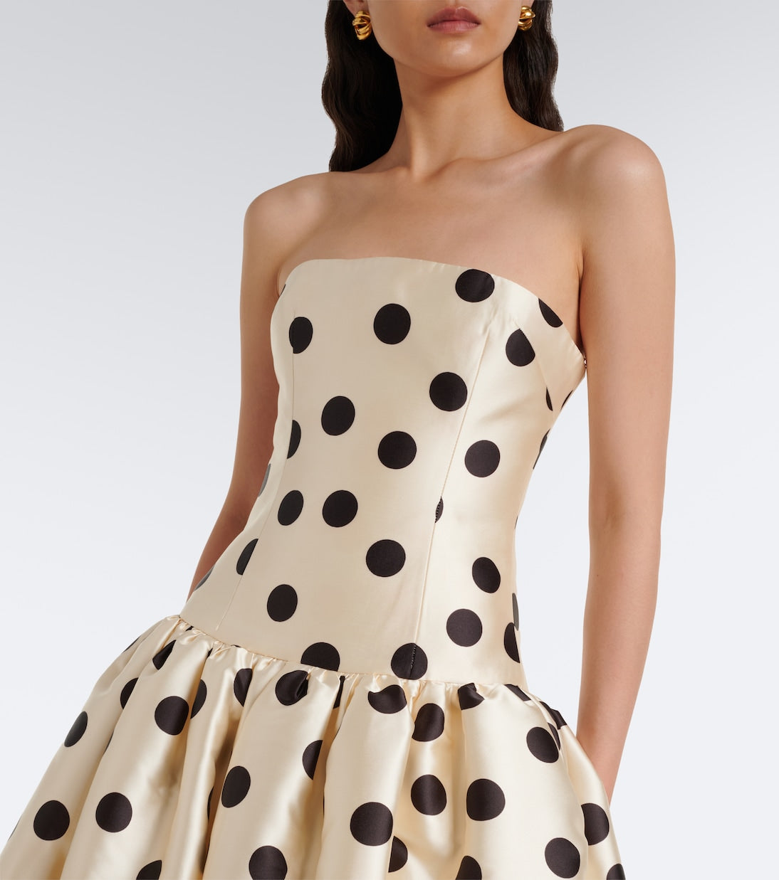 Leyla polka-dot satin bustier gown