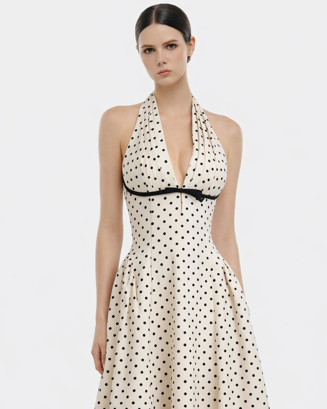 Quinn Polka Dot Print Midi Dress - Black and White