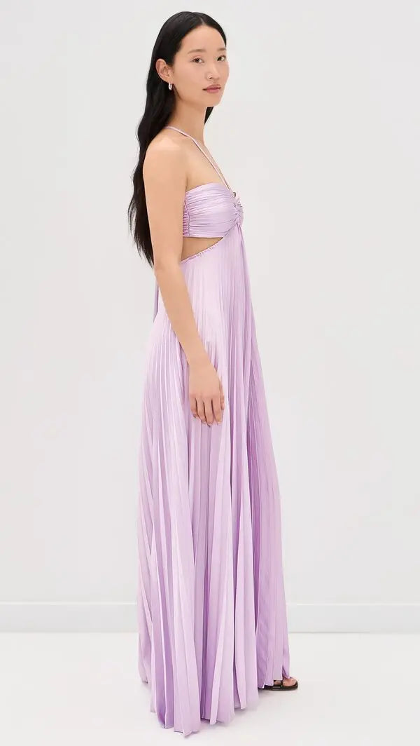 Moira Pleated Halterneck Maxi Dress