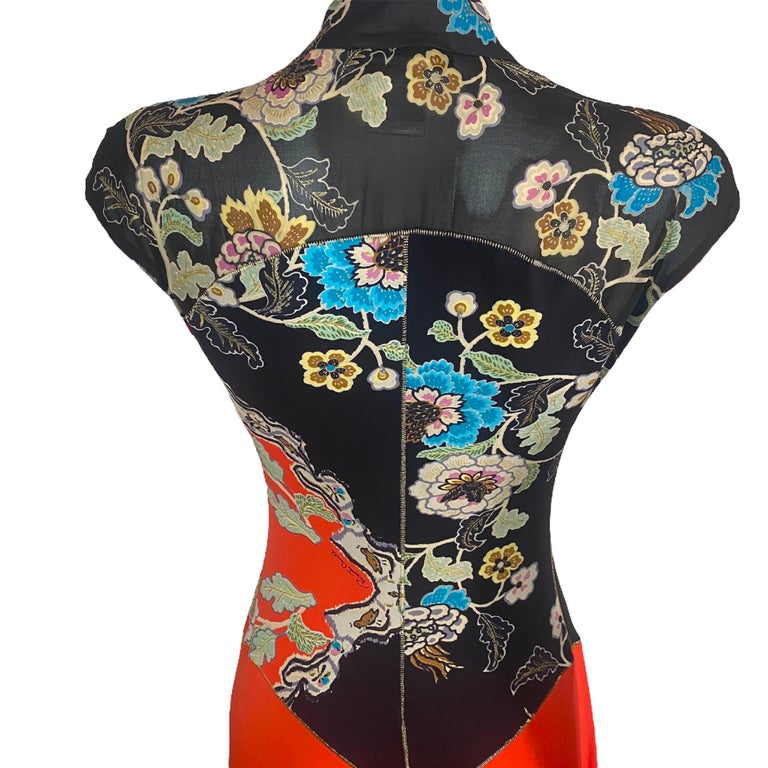 Roberto Cavalli S/S 2003 red chinoiserie cheongsam dress