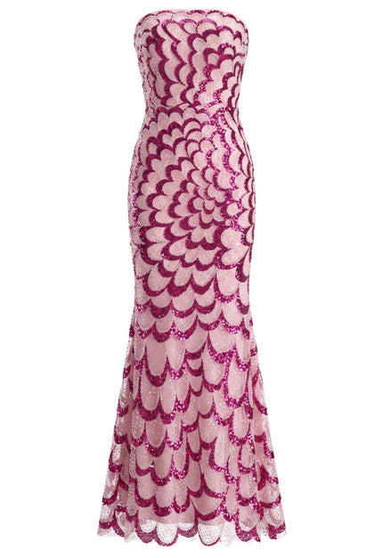 Strapless Sequined Maxi Dress Pink