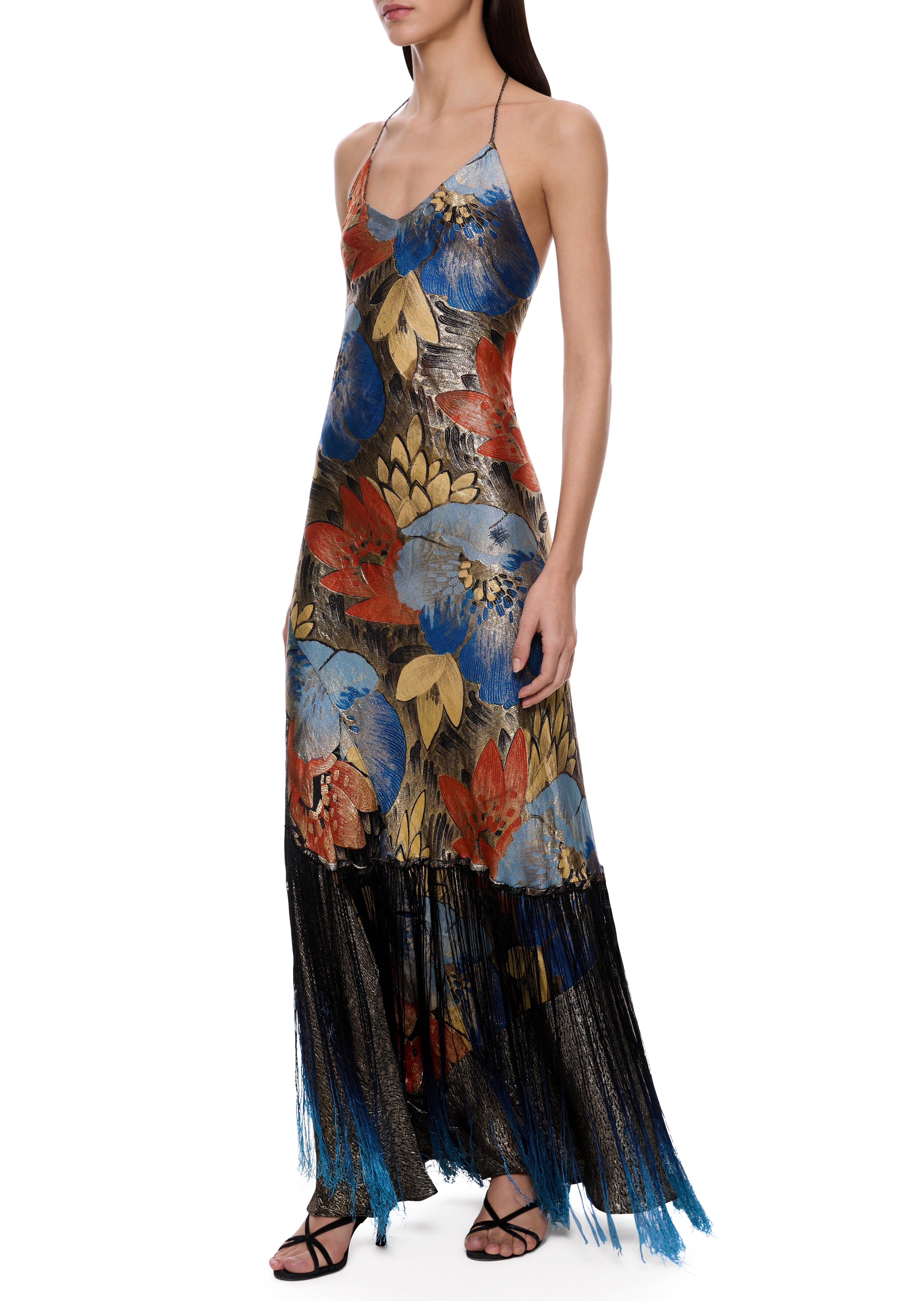 1930s Floral Lamé Gown