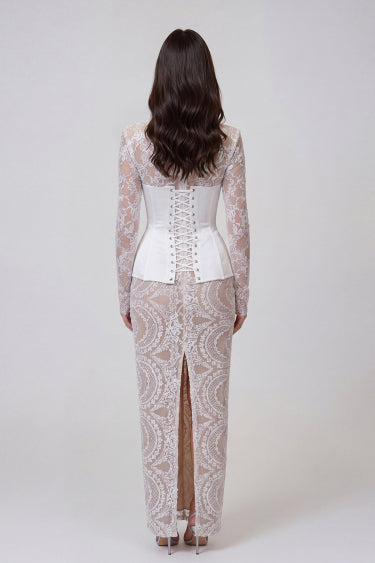 Jamaal Lace Satin Maxi Dress