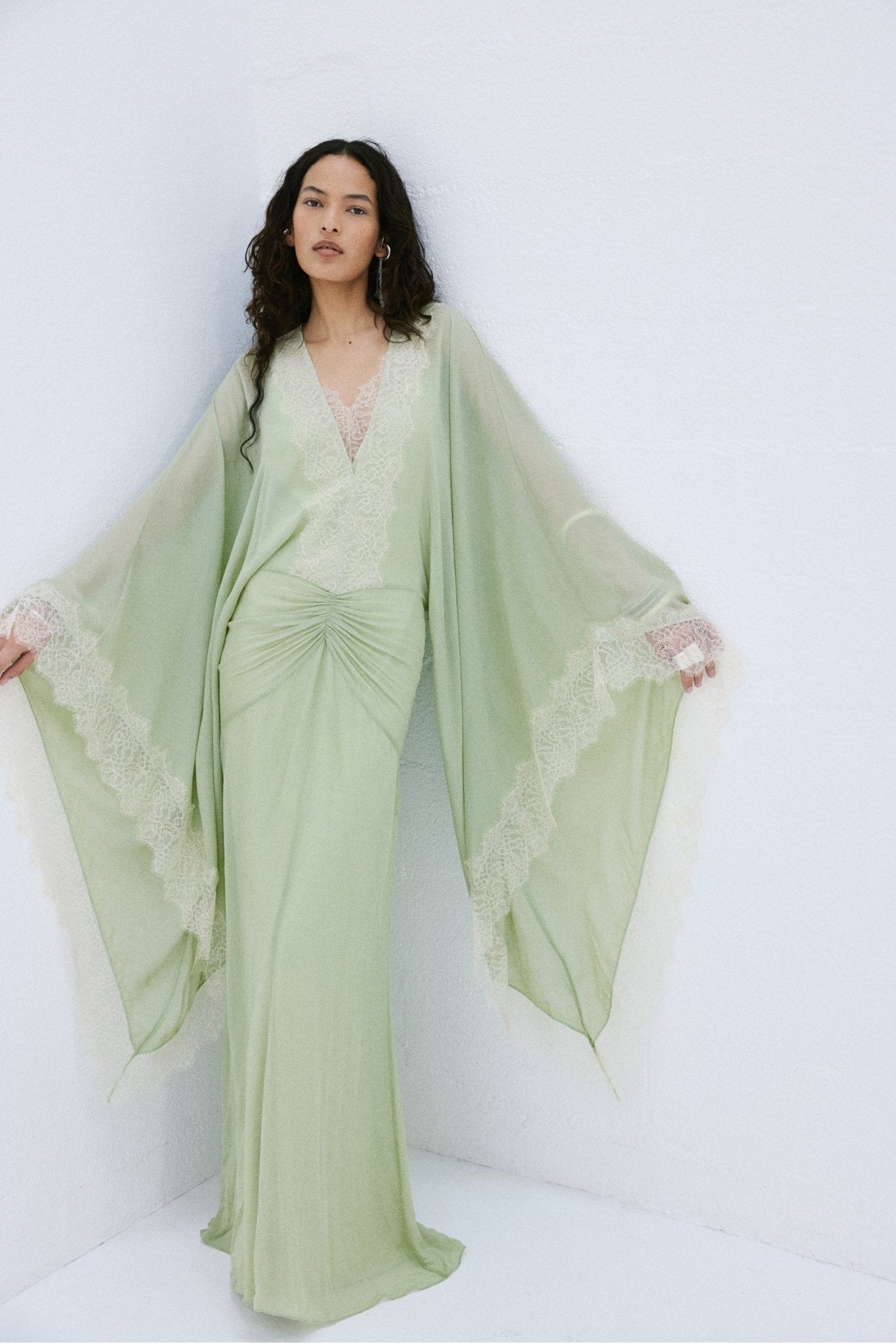 EVITA MAXI DRESS IN MINT GREEN VISCOSE GEORGETTE