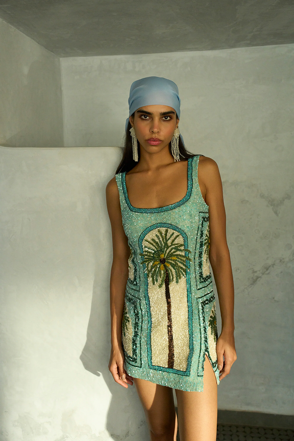 Palm Jumeirah Embroidered Mini Dress